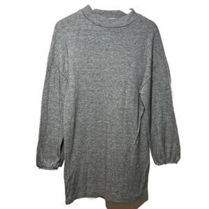 ZARA Gray Sweater Dress Long Sleeve Mock Neck Size Medium Wool Blend
